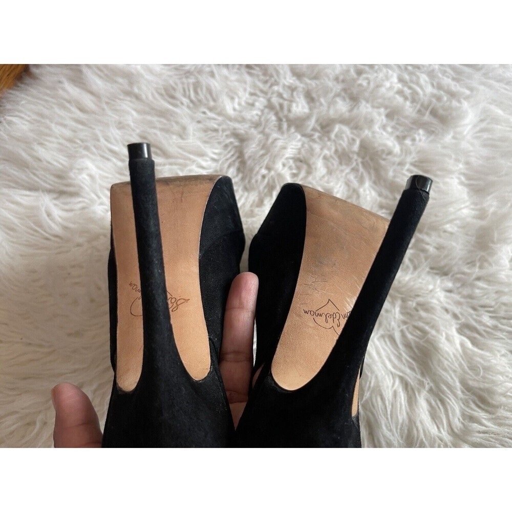 Sam Edelman Women’s Size 7.5 Black Suede Shoes Peep Toe Platform Heels - Picture 8 of 11